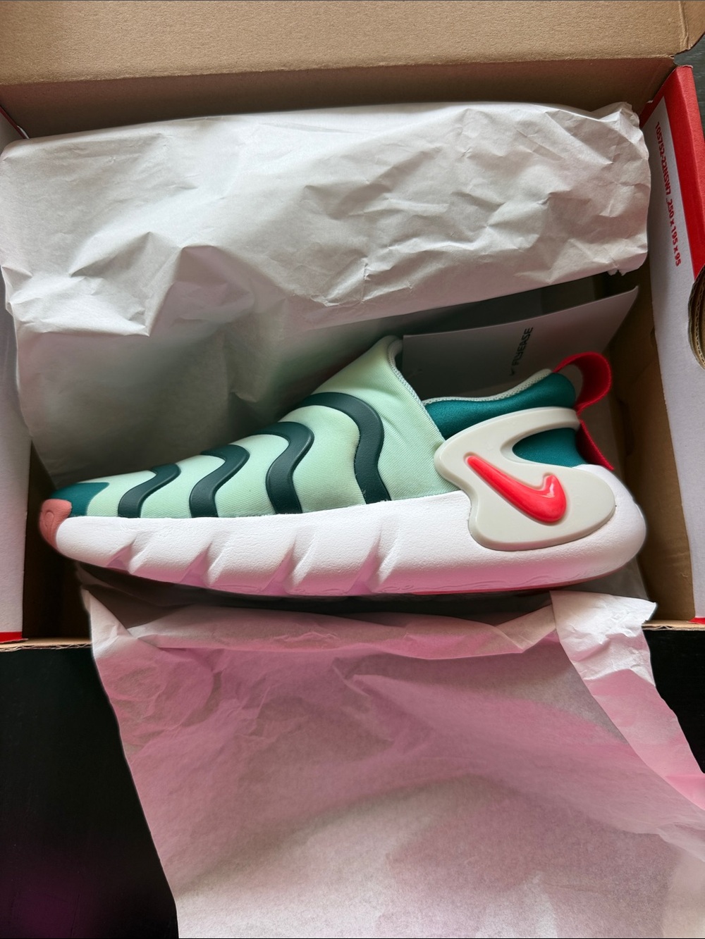 NIKE Kids Slip-On Athletic Shoes - Mint Green with Pink Accent